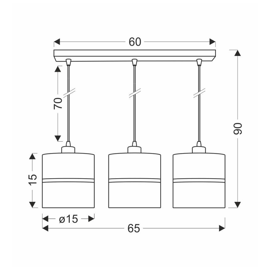 Lámpara colgante ASSAM 3xE27/60W/230V negro
