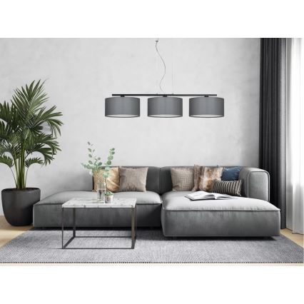 Lámpara colgante ASTRA 3xE27/60W/230V gris