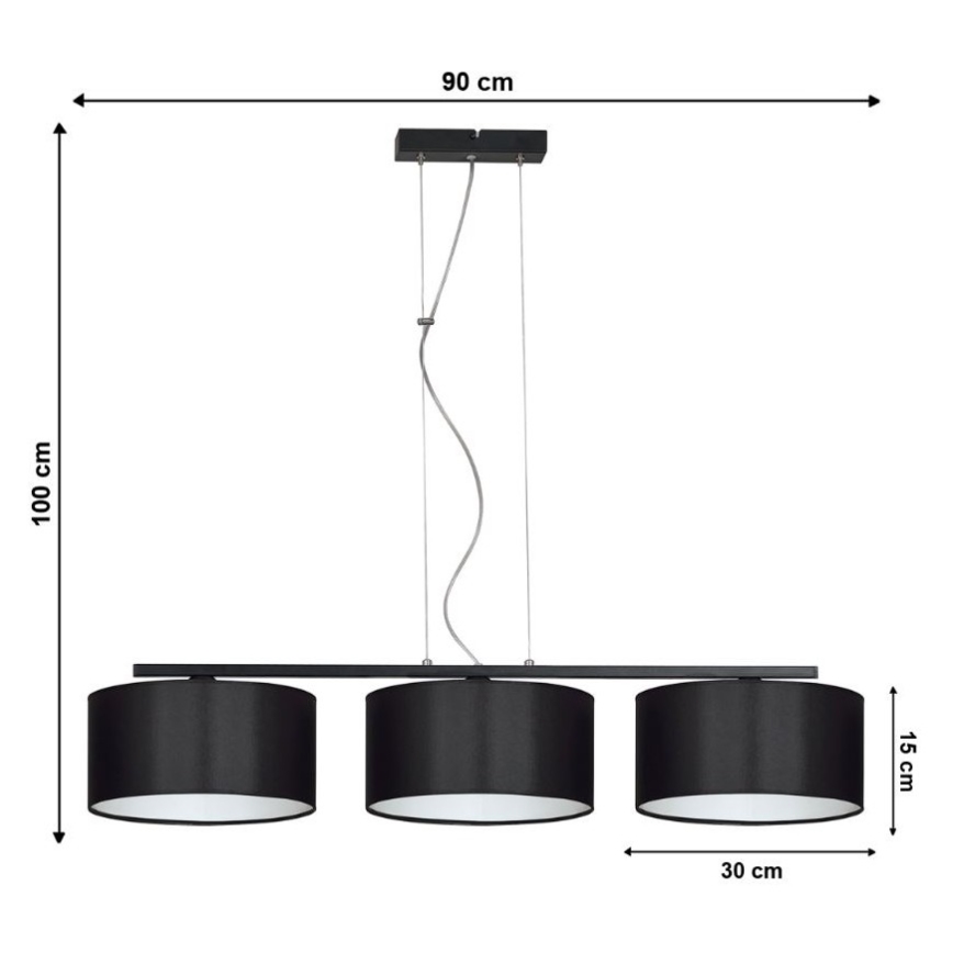 Lámpara colgante ASTRA 3xE27/60W/230V negro