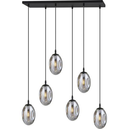 Lámpara colgante ASTRAL 6xE14/10W/230V negro/ahumado
