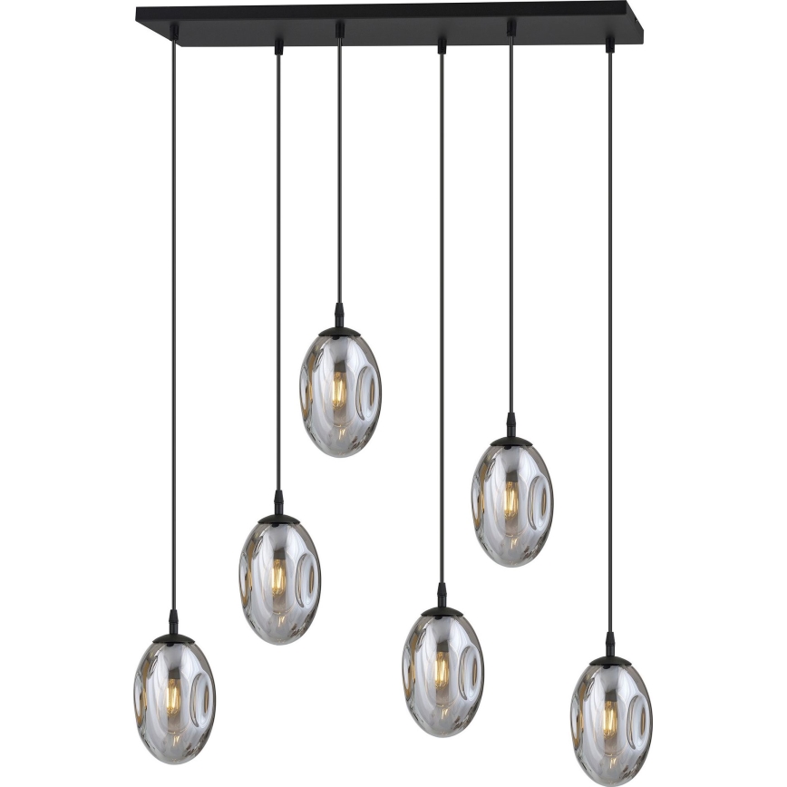 Lámpara colgante ASTRAL 6xE14/10W/230V negro/ahumado