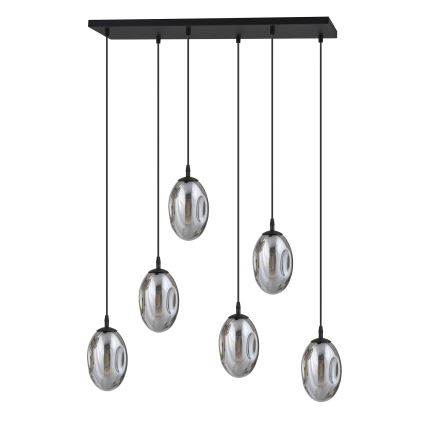 Lámpara colgante ASTRAL 6xE14/10W/230V negro/ahumado