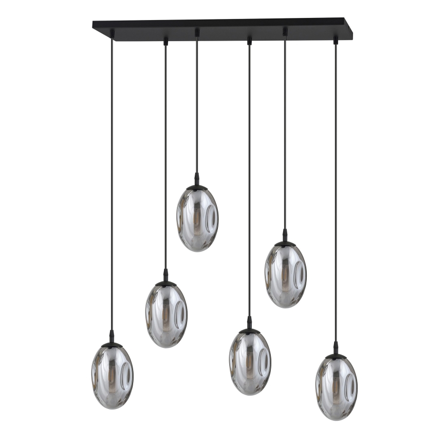 Lámpara colgante ASTRAL 6xE14/10W/230V negro/ahumado