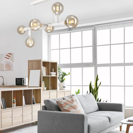 Lámpara colgante ASTRID 6xE27/60W/230V blanco