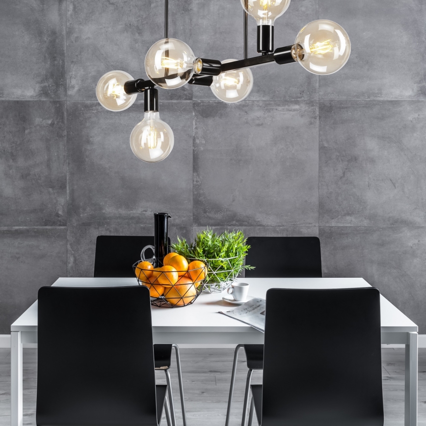 Lámpara colgante ASTRID 6xE27/60W/230V negro