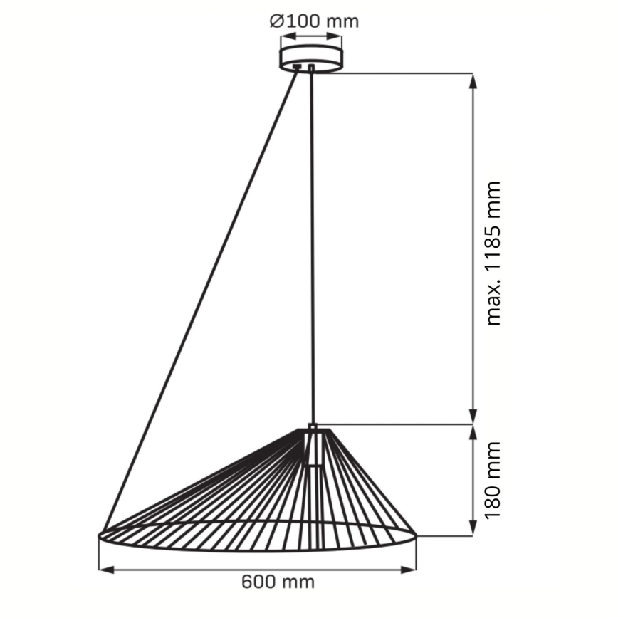 Lámpara colgante AURORA 1xE27/20W/230V diá. 60 cm negro