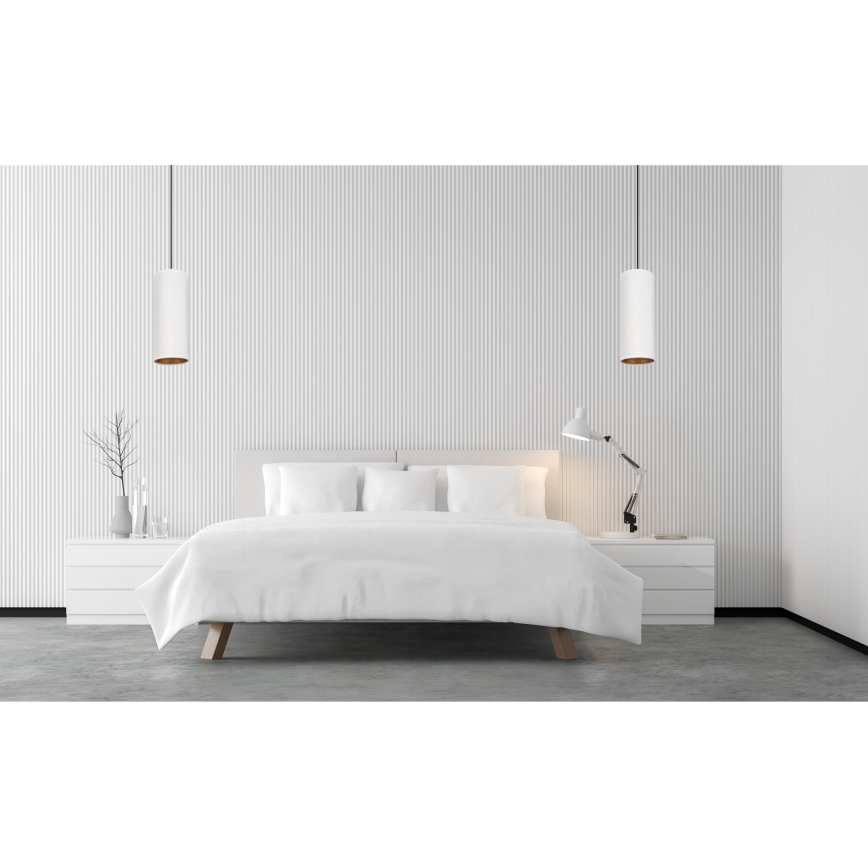 Lámpara colgante con cable AVALO 1xE27/60W/230V blanco/cobre