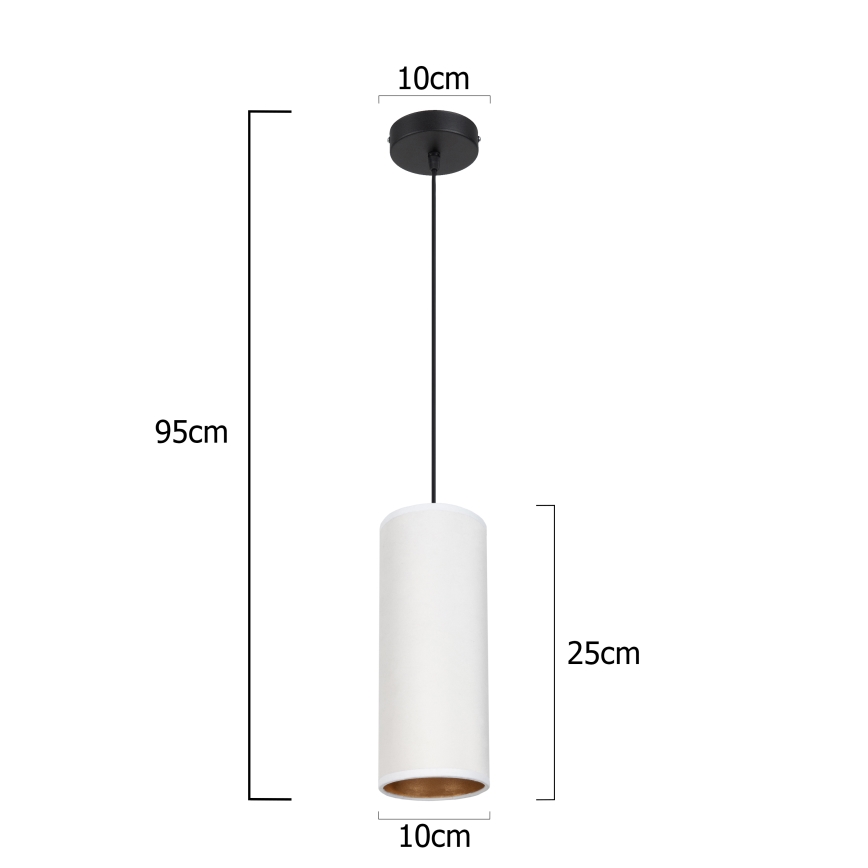 Lámpara colgante con cable AVALO 1xE27/60W/230V blanco/cobre