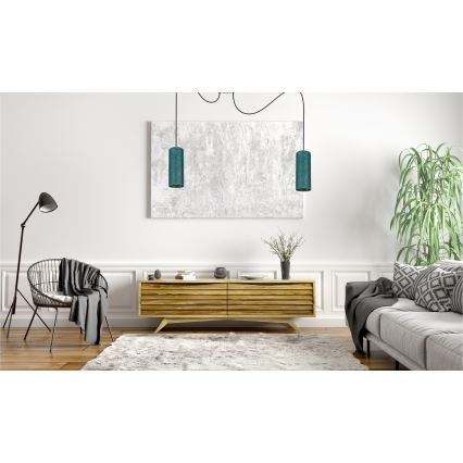 Lámpara colgante AVALO 2xE27/60W/230V araña turquesa/dorado