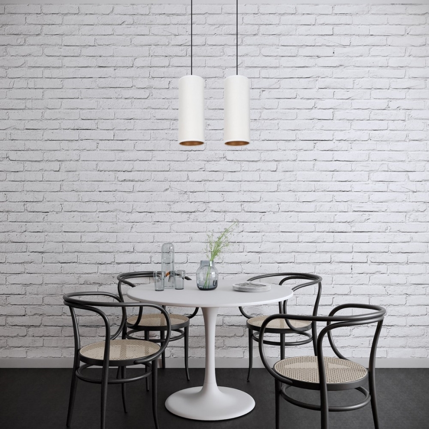 Lámpara colgante con cable AVALO 2xE27/60W/230V blanco/cobre