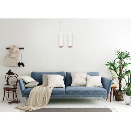 Lámpara colgante con cable AVALO 2xE27/60W/230V blanco/cobre