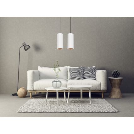 Lámpara colgante con cable AVALO 2xE27/60W/230V blanco/cobre