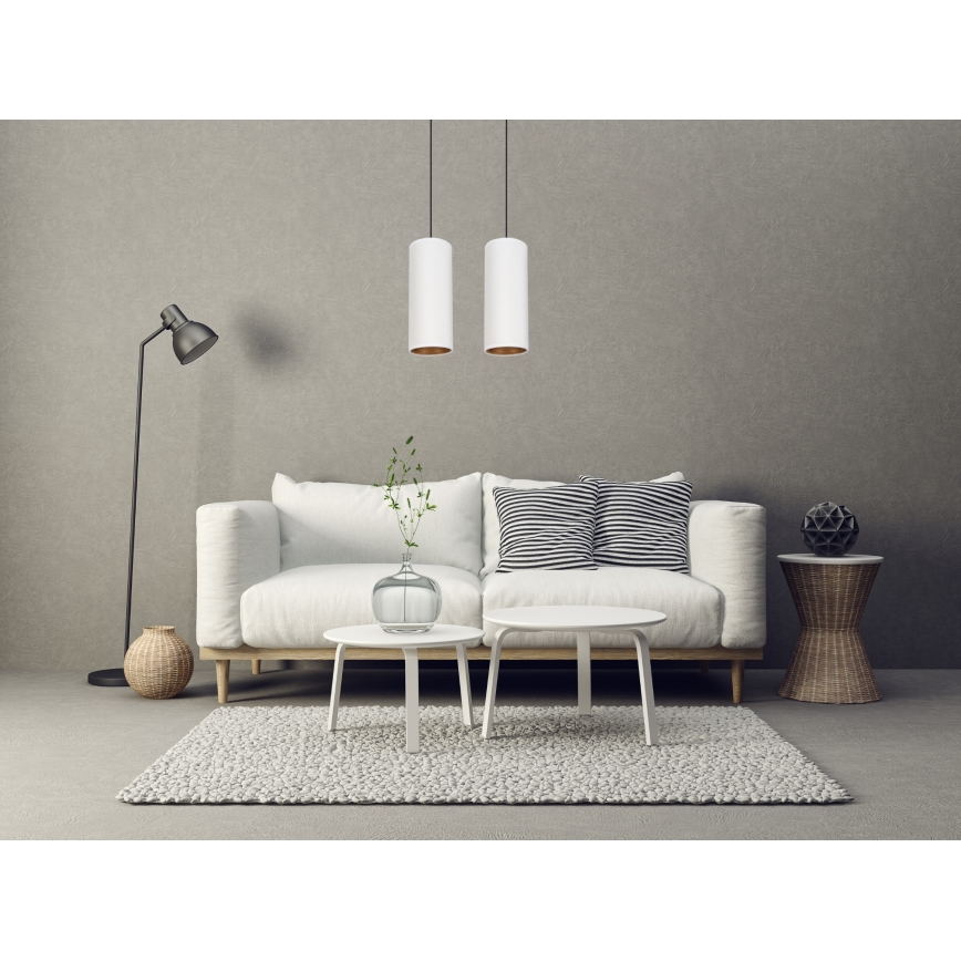 Lámpara colgante con cable AVALO 2xE27/60W/230V blanco/cobre