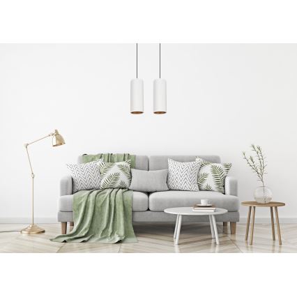 Lámpara colgante con cable AVALO 2xE27/60W/230V blanco/cobre