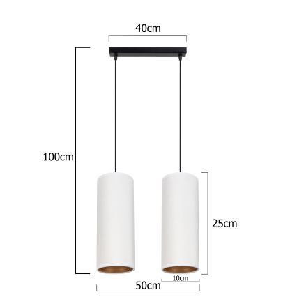 Lámpara colgante con cable AVALO 2xE27/60W/230V blanco/cobre
