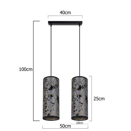 Lámpara colgante AVALO 2xE27/60W/230V gris/negro