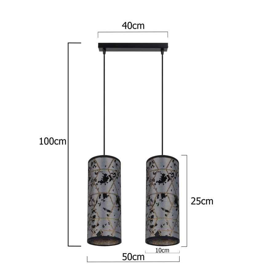 Lámpara colgante AVALO 2xE27/60W/230V gris/negro