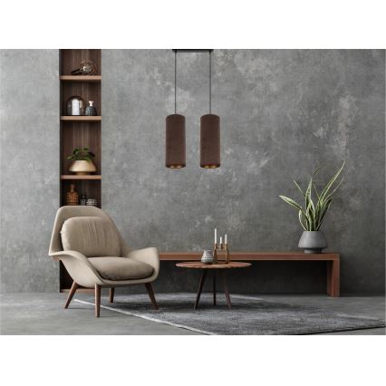 Lámpara colgante con cable AVALO 2xE27/60W/230V marrón/cobre