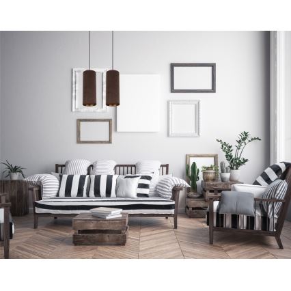 Lámpara colgante con cable AVALO 2xE27/60W/230V marrón/cobre