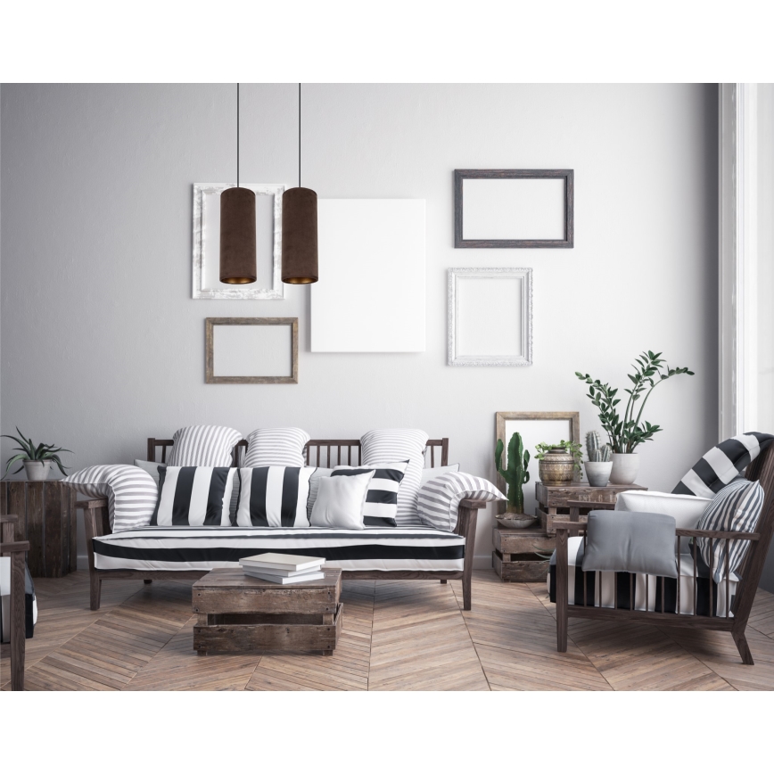 Lámpara colgante con cable AVALO 2xE27/60W/230V marrón/cobre