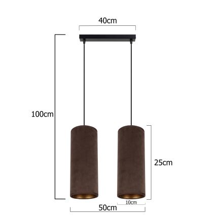 Lámpara colgante con cable AVALO 2xE27/60W/230V marrón/cobre