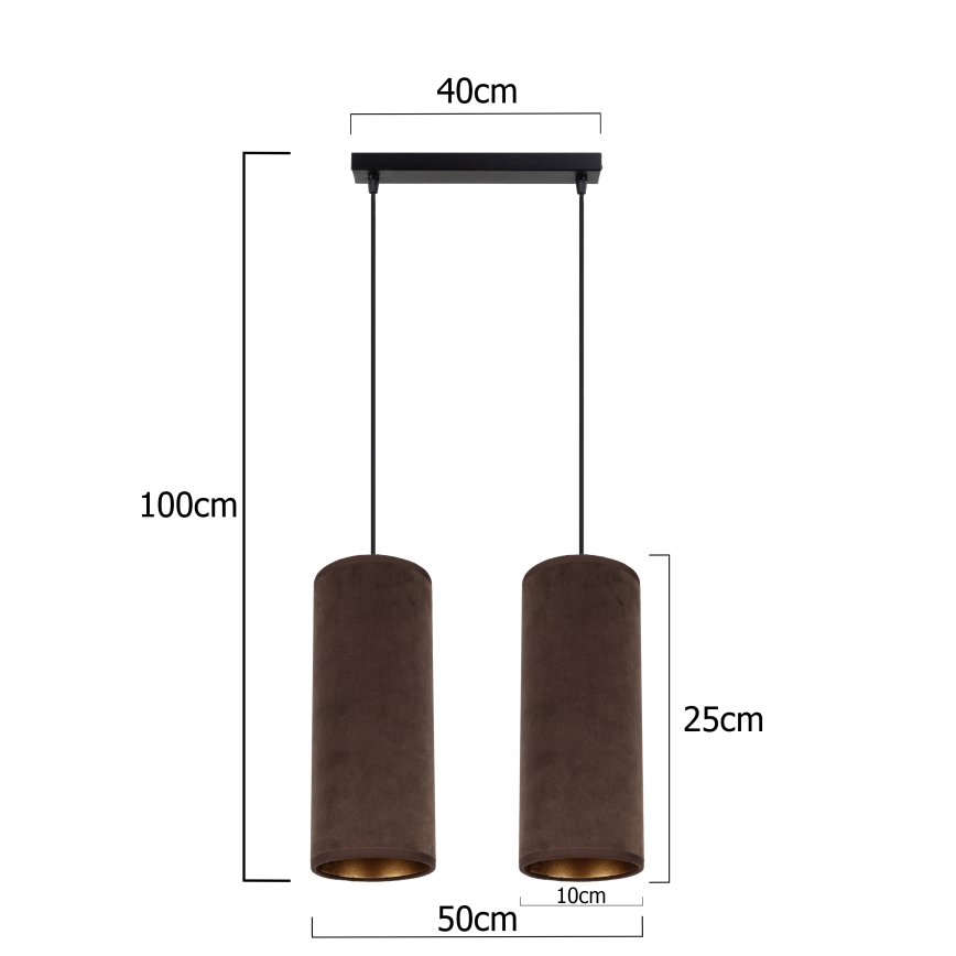 Lámpara colgante con cable AVALO 2xE27/60W/230V marrón/cobre