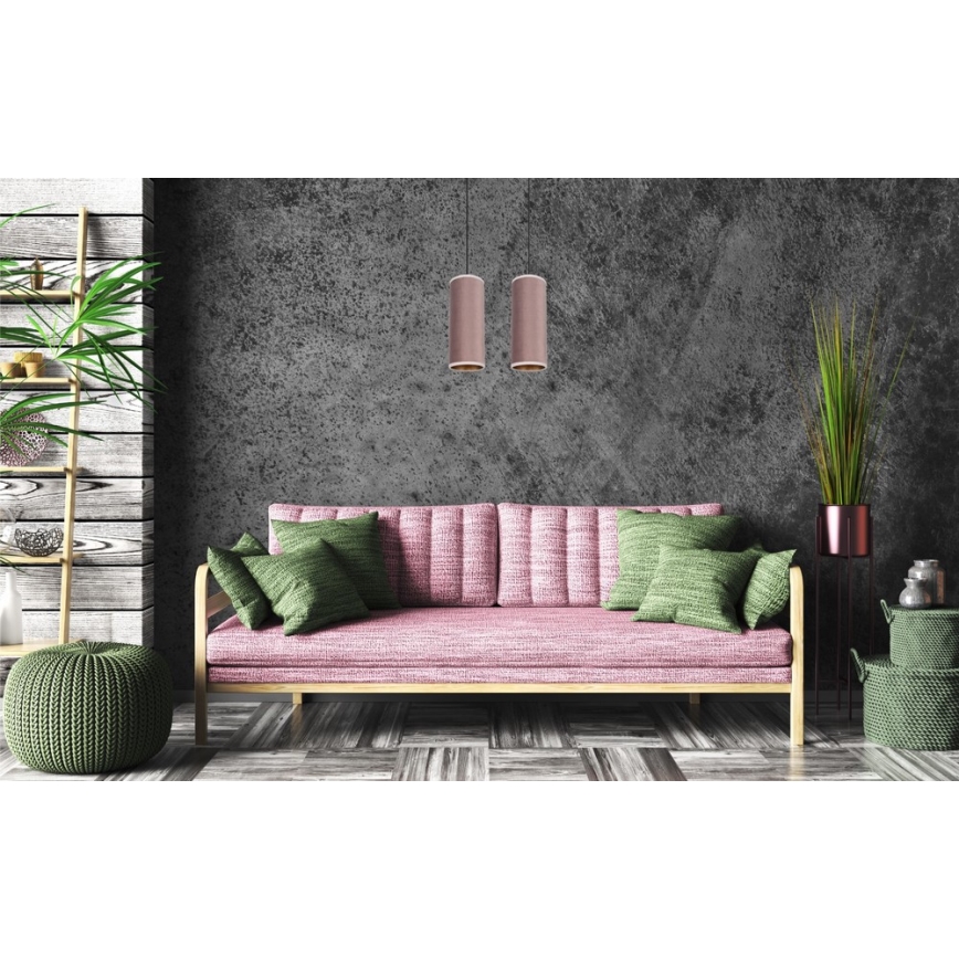 Lámpara colgante con cable AVALO 2xE27/60W/230V rosa/cobre