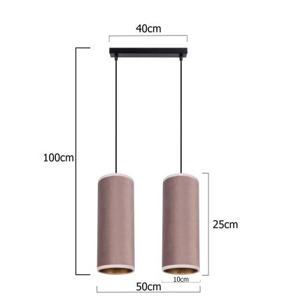 Lámpara colgante con cable AVALO 2xE27/60W/230V rosa/cobre