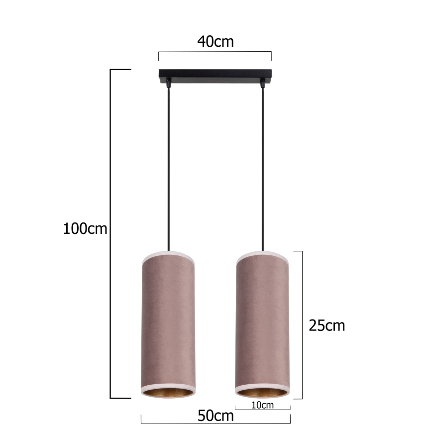 Lámpara colgante con cable AVALO 2xE27/60W/230V rosa/cobre