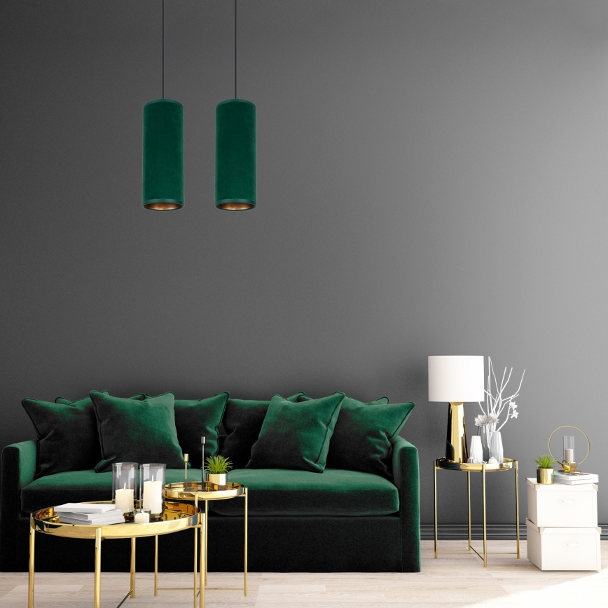 Lámpara colgante con cable AVALO 2xE27/60W/230V verde/cobre