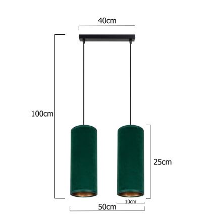 Lámpara colgante con cable AVALO 2xE27/60W/230V verde/cobre