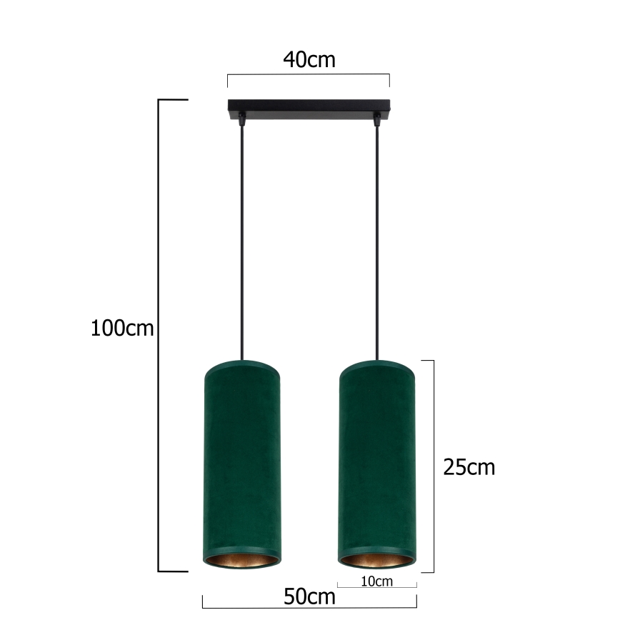Lámpara colgante con cable AVALO 2xE27/60W/230V verde/cobre