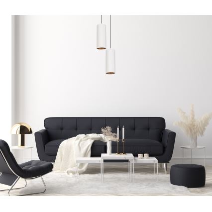Lámpara colgante con cable AVALO 2xE27/60W/230V diámetro 20 cm blanco/cobre