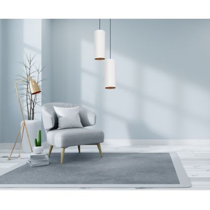 Lámpara colgante con cable AVALO 2xE27/60W/230V diámetro 20 cm blanco/cobre