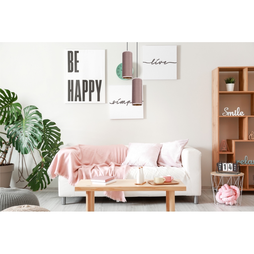 Lámpara colgante con cable AVALO 2xE27/60W/230V Ø 20 cm rosa/cobre