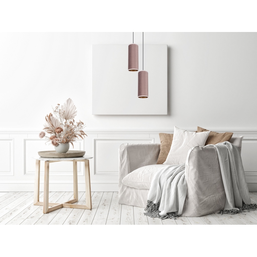 Lámpara colgante con cable AVALO 2xE27/60W/230V Ø 20 cm rosa/cobre