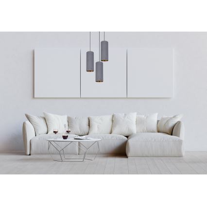 Lámpara colgante AVALO 3xE27/60W/230V diá. 35 cm gris
