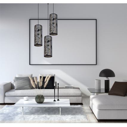 Lámpara colgante AVALO 3xE27/60W/230V diá. 35 cm gris/negro
