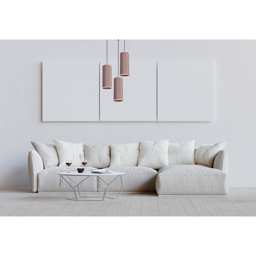 Lámpara colgante AVALO 3xE27/60W/230V diá. 35 cm rosa
