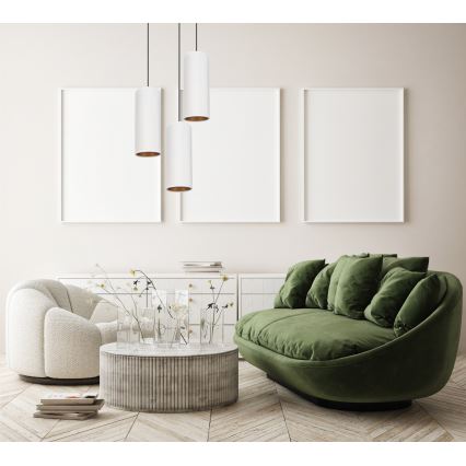 Lámpara colgante con cable AVALO 3xE27/60W/230V Ø 35 cm blanca/cobre