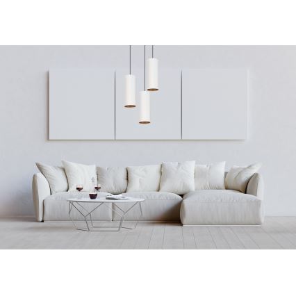 Lámpara colgante con cable AVALO 3xE27/60W/230V Ø 35 cm blanca/cobre