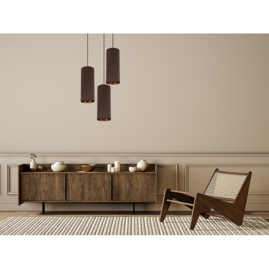 Lámpara colgante con cable AVALO 3xE27/60W/230V diámetro 35 cm marrón/cobre