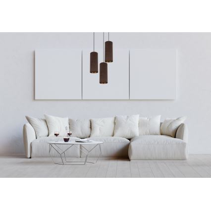 Lámpara colgante con cable AVALO 3xE27/60W/230V diámetro 35 cm marrón/cobre