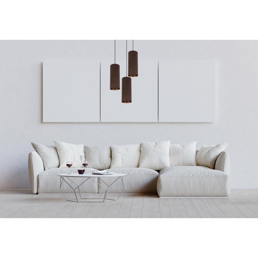 Lámpara colgante con cable AVALO 3xE27/60W/230V diámetro 35 cm marrón/cobre