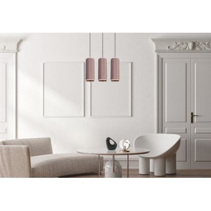 Lámpara colgante con cable AVALO 3xE27/60W/230V rosa/cobre