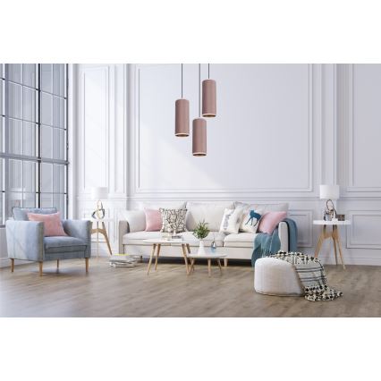 Lámpara colgante con cable AVALO 3xE27/60W/230V Ø 35 cm rosa/cobre