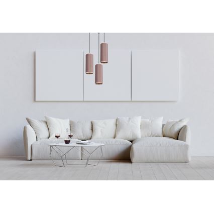 Lámpara colgante con cable AVALO 3xE27/60W/230V Ø 35 cm rosa/cobre