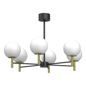 Lámpara colgante AWINION 6xE27/15W/230V blanco/dorado/negro
