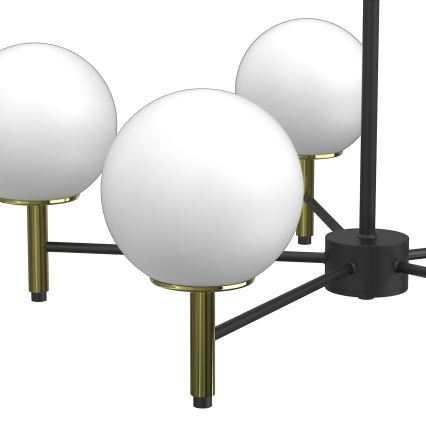 Lámpara colgante AWINION 6xE27/15W/230V blanco/dorado/negro