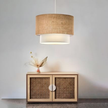 Lámpara colgante AYD 1xE27/15W/230V beige/blanco